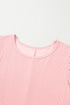 Corded Knit Crew Neck Puff Sleeve Shift Mini Dress
